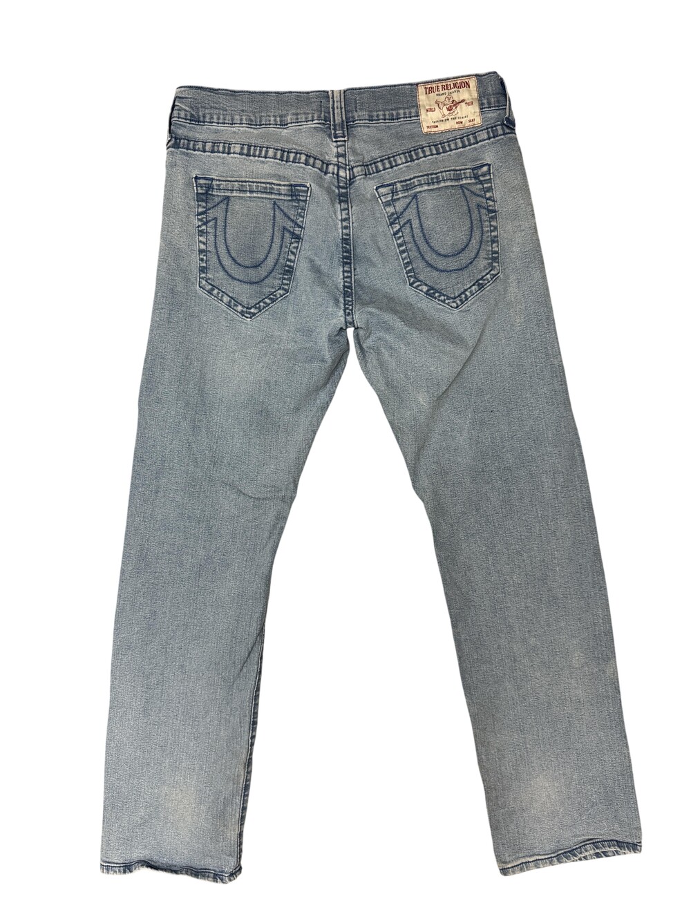 True Religion Jeans Mens 36x33 Blue Ricky Relaxed Straight Light Wash Denim